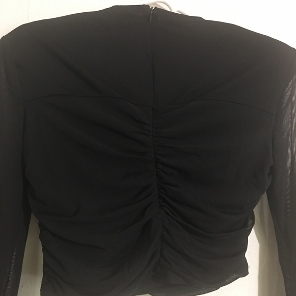 ShineStar Cropped Sheer Faux Wrap Blouse: Size Medium - Picture 8 of 8